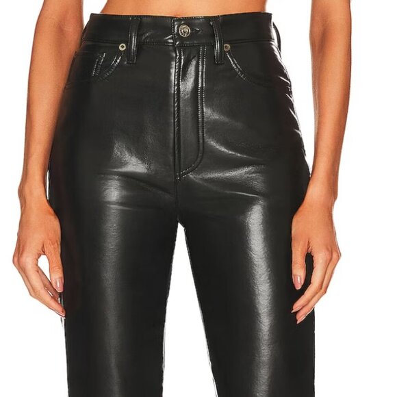 AGOLDE  Recycled Leather High Waist Fitted 90's Black Pants Size 24 - Picture 11 of 11